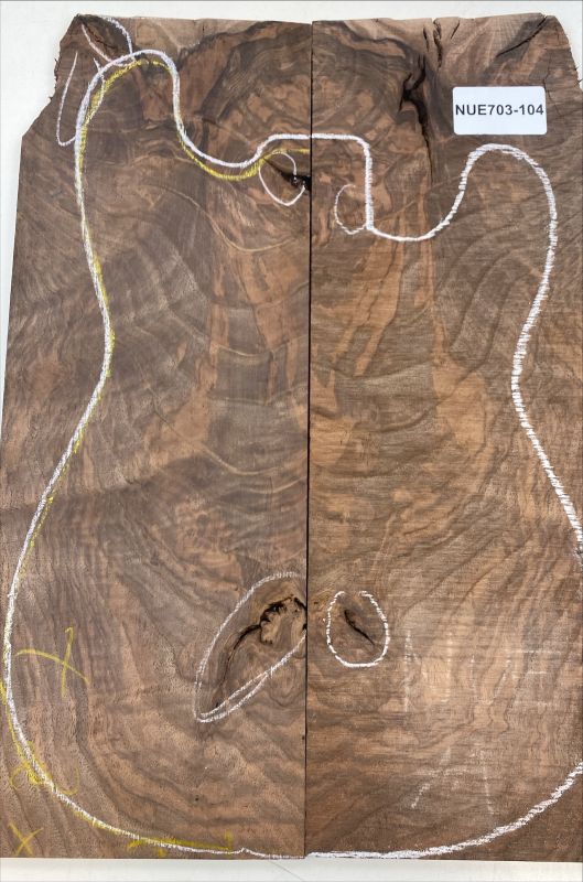 Top European Walnut figured 2-pcs., 9mm, Unique Piece #104